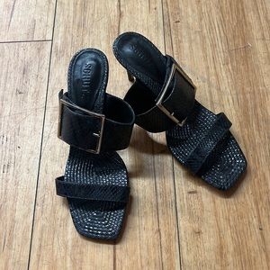 Schutz Python Embossed Slide Sandal Heel